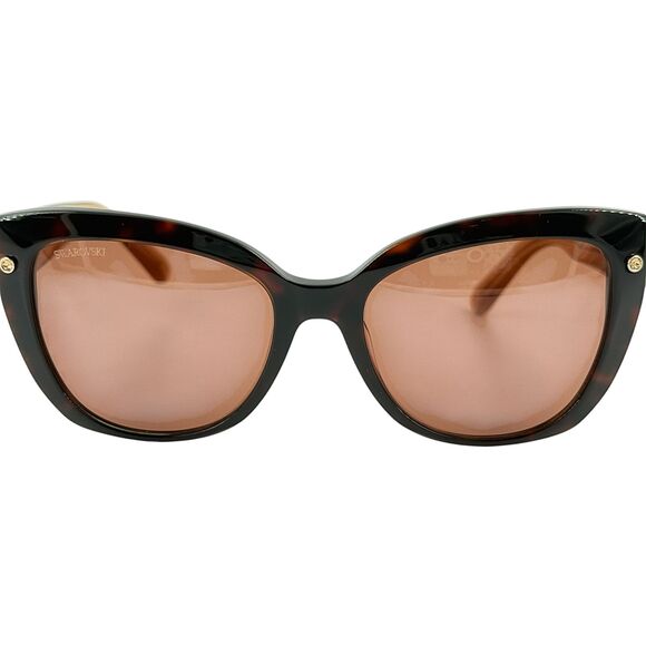 Swarovski SK0391 Womens Plastic Sunglass 52E Dark Havana 52-16 Brown Lenses - Picture 3 of 5